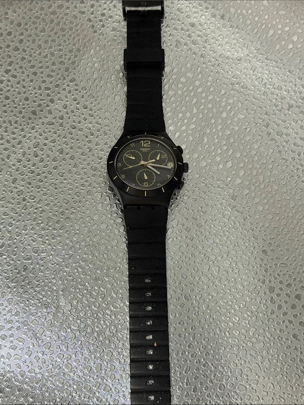 Swatch Black Men's Chronograph with Gold Accents